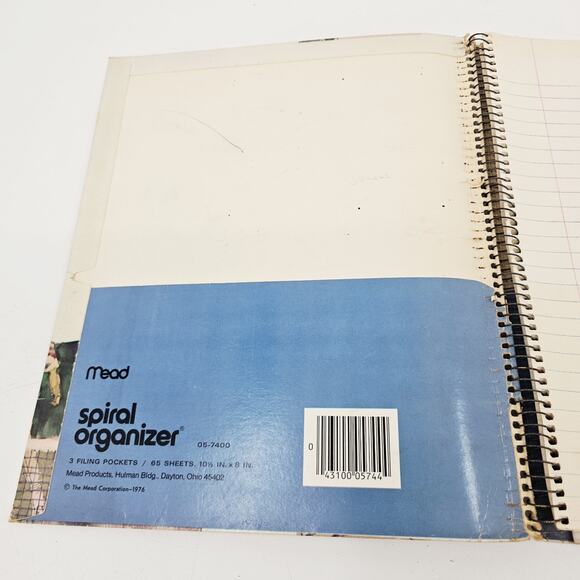 Vintage 1970's Mead Sports Spiral Organizer Notebook Folder Baseball Football - Picture 3 of 9